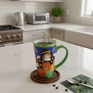 CATZILIA  2002 Halloween Cat Mug - Green and Blue 6"